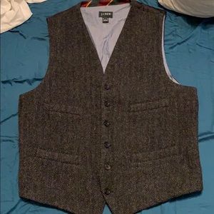 JCrew herringbone wool vest in charcoal gray